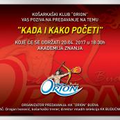 Predavanje u organizaciji KK Orion 